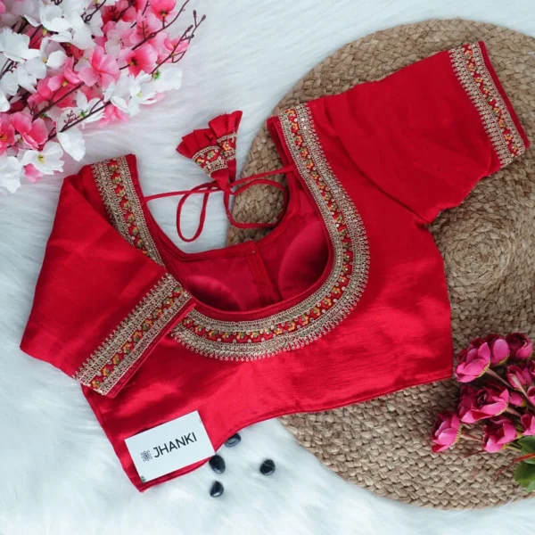 Mridula-red-blouse-flower-work-back