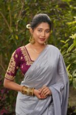 Silk handwork squre neck front free size