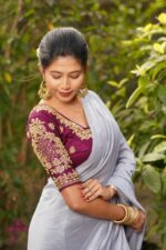 Silk handwork squre neck side free size