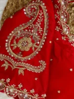 carry handwork bridal blouse2 Red