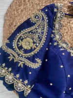 carry handwork bridal blouse5 Royal Blue